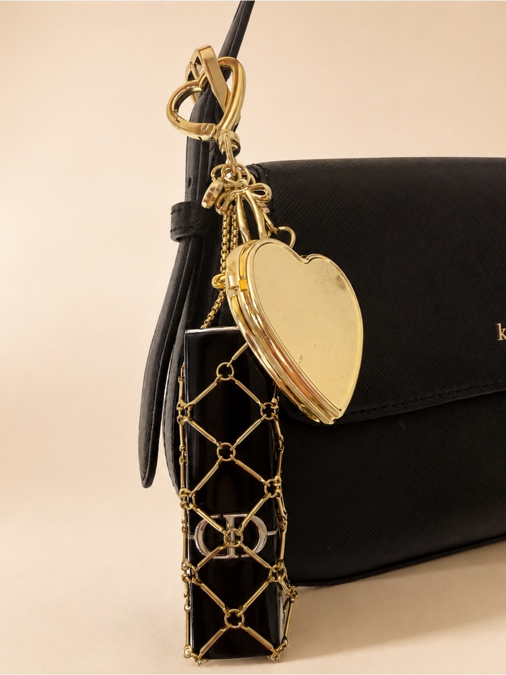Gold Charm Lipstick holder bag accessory